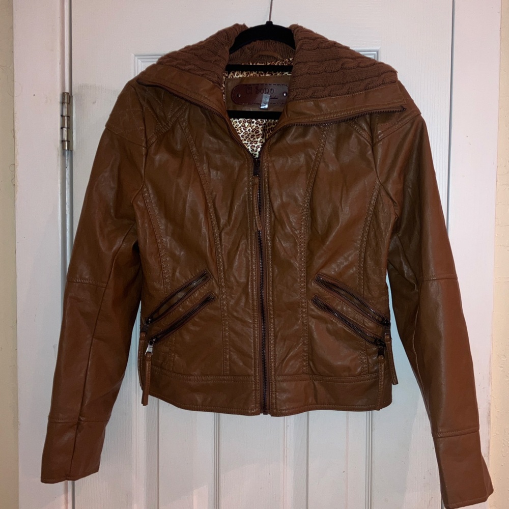 Ci Sono Tan Faux Leather Women's Jacket
